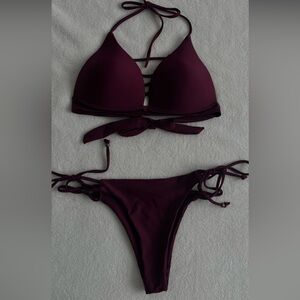 Elegant Burgundy push up Bikini Set